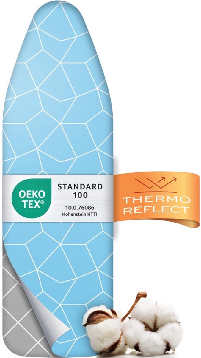 Strijkplankovertrek Warmtereflecterend - Eenvoudig te bevestigen - 2x Comfortvulling - ÖKO-Tex gecertificeerd - Geschikt voor stoomstrijkstations - Gemaakt in Europa - Strijkplankhoes