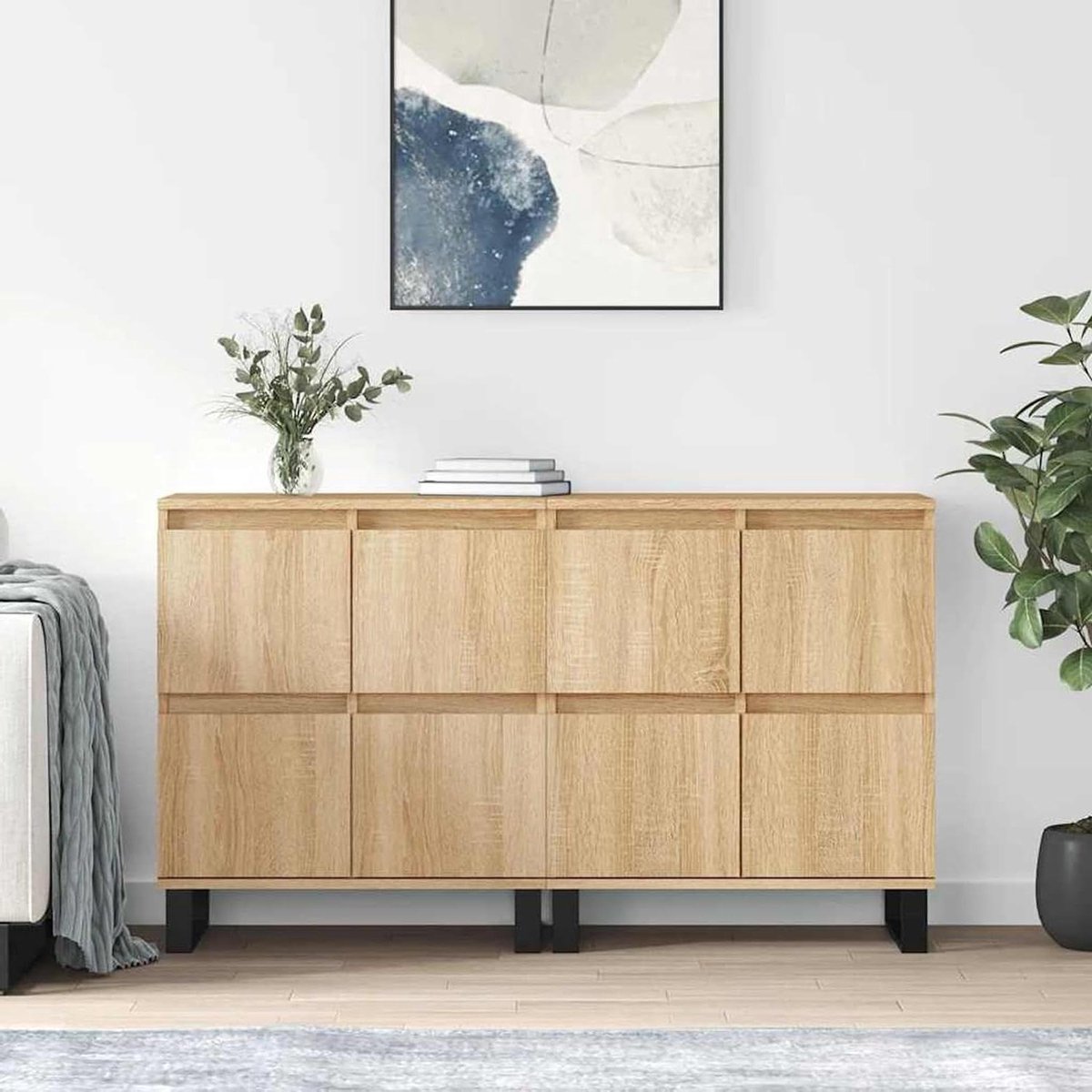 Buffetkast Set - Opbergkast Dressoir - Woonkamer Organiseren - Tijdloos Design - 120 x 35 x 70 cm - Sonoma-eiken