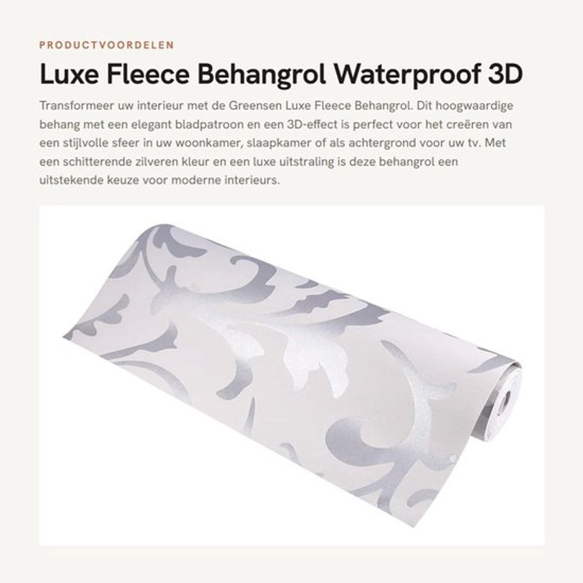 Behang Luxe Geëmbosseerd - Vliesbehang - Waterdicht - Bladerenpatroon - Antibacterieel - 0,53m x 10m - Muurdecoratie