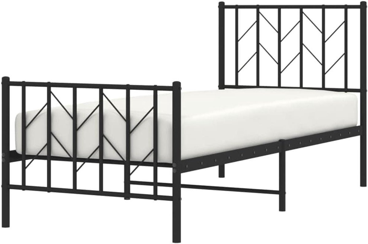 Bedframe Metaal - Bedombouw Eenpersoons - Slaapkamer Inrichten - Robuuste Constructie - 75x190 cm - Zwart