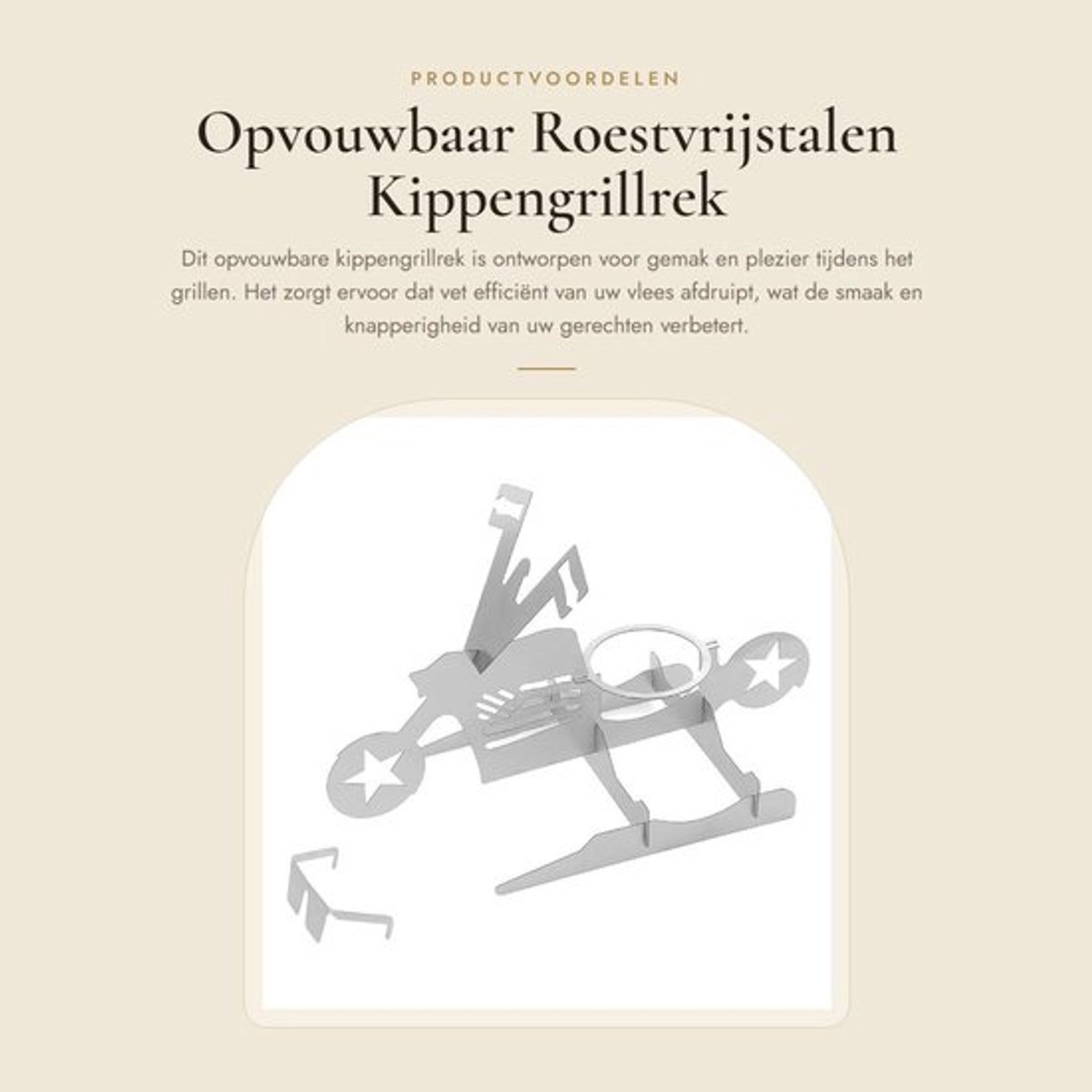 Opvouwbaar Roestvrijstalen Kippengrillrek