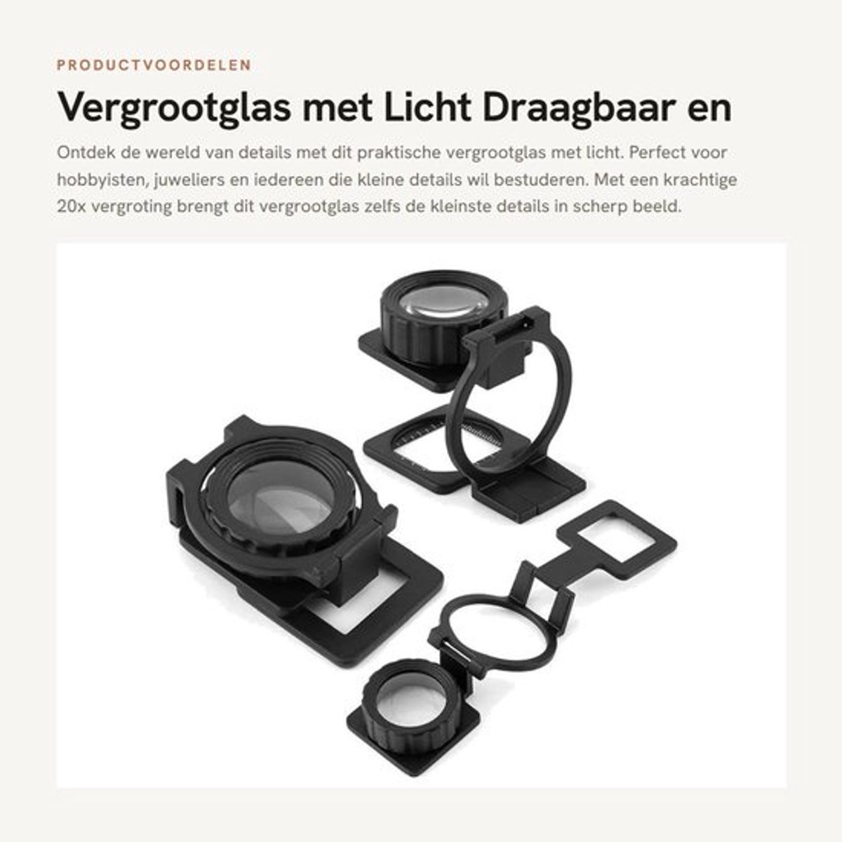 Vergrootglas met Licht - Draagbaar en Opvouwbaar - 20x Vergroting - Compact Design - Geschikt voor Juwelen en Horloges - Handig voor Deta...