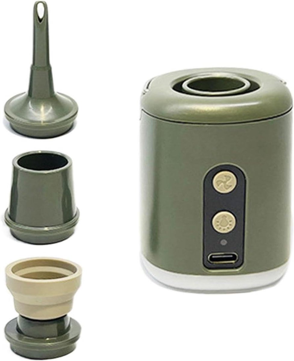 Elektrische Luchtpomp - Draagbare Pomp - Outdoor Activiteiten - Compact en Lichtgewicht - 1600mAh Batterij - Legergroen