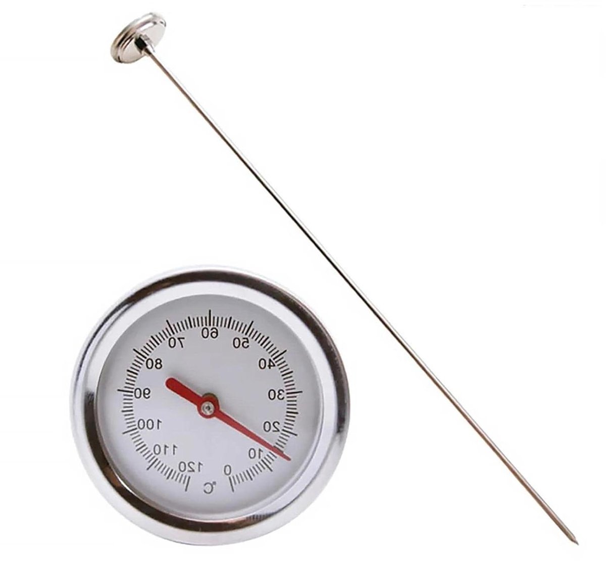Vloerthermometer Roestvrij Staal - Bodem thermometer Compost thermometer - Planten Groei Monitoren - Lange Sonde 50cm - 0-120 °C - Zilver