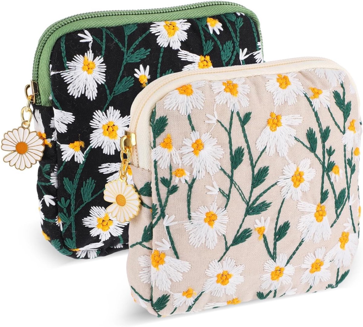 Opbergtas voor Maandverband - Multikleur - 12 x 12 x 1,5 cm - Zachte Katoenen Tas met Rits - Voor Vrouwen en Tienermeisjes