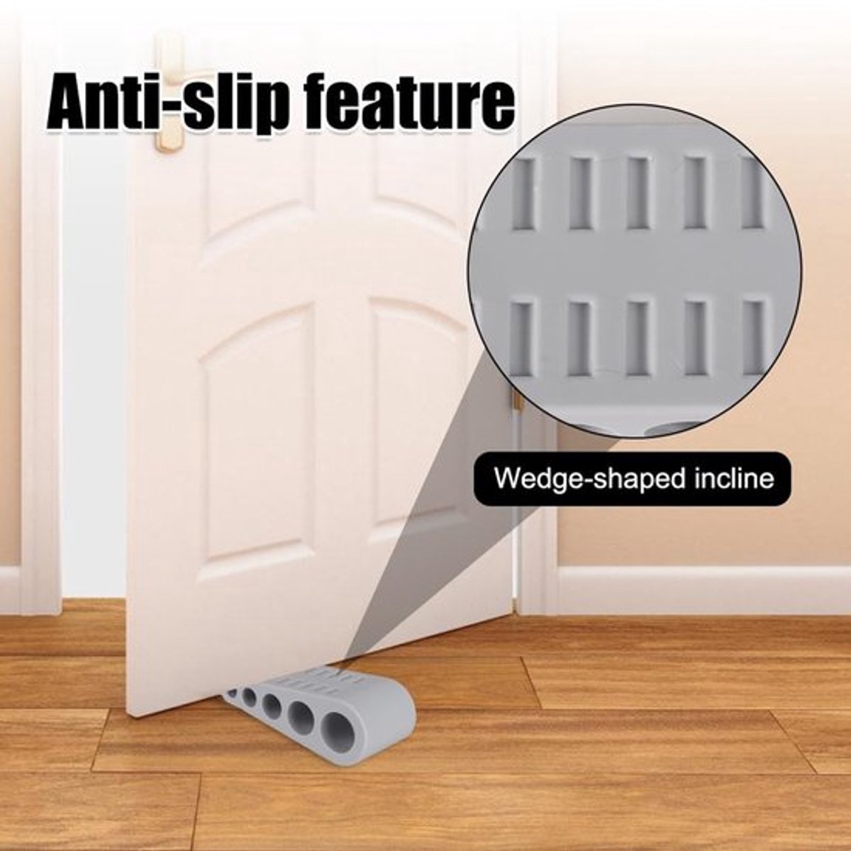 Deurstopper Antislip - Deurstopper Wig - 2 Stuks - Zacht en Elastisch - Geluidsreducerend - Voor Onderkant van de Deur - Deurstoppers
