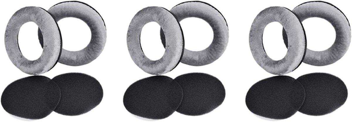 Vervangende Oorkussens - Oorkussentjes Koptelefoon - Geluid Verbeteren - Zachte Pluche Stof - 6 Stuks - Grijs