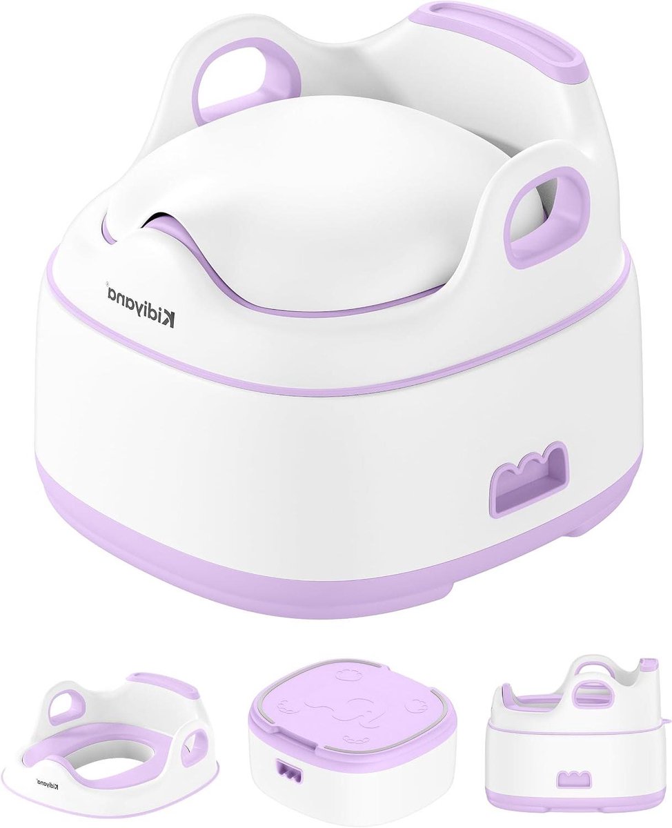 Kinderpotje 3-in-1 - Toilettrainer Opstapje - Zindelijkheidstraining - Stabiel Antislip Design - 35 x 16 x 36 cm - Lila