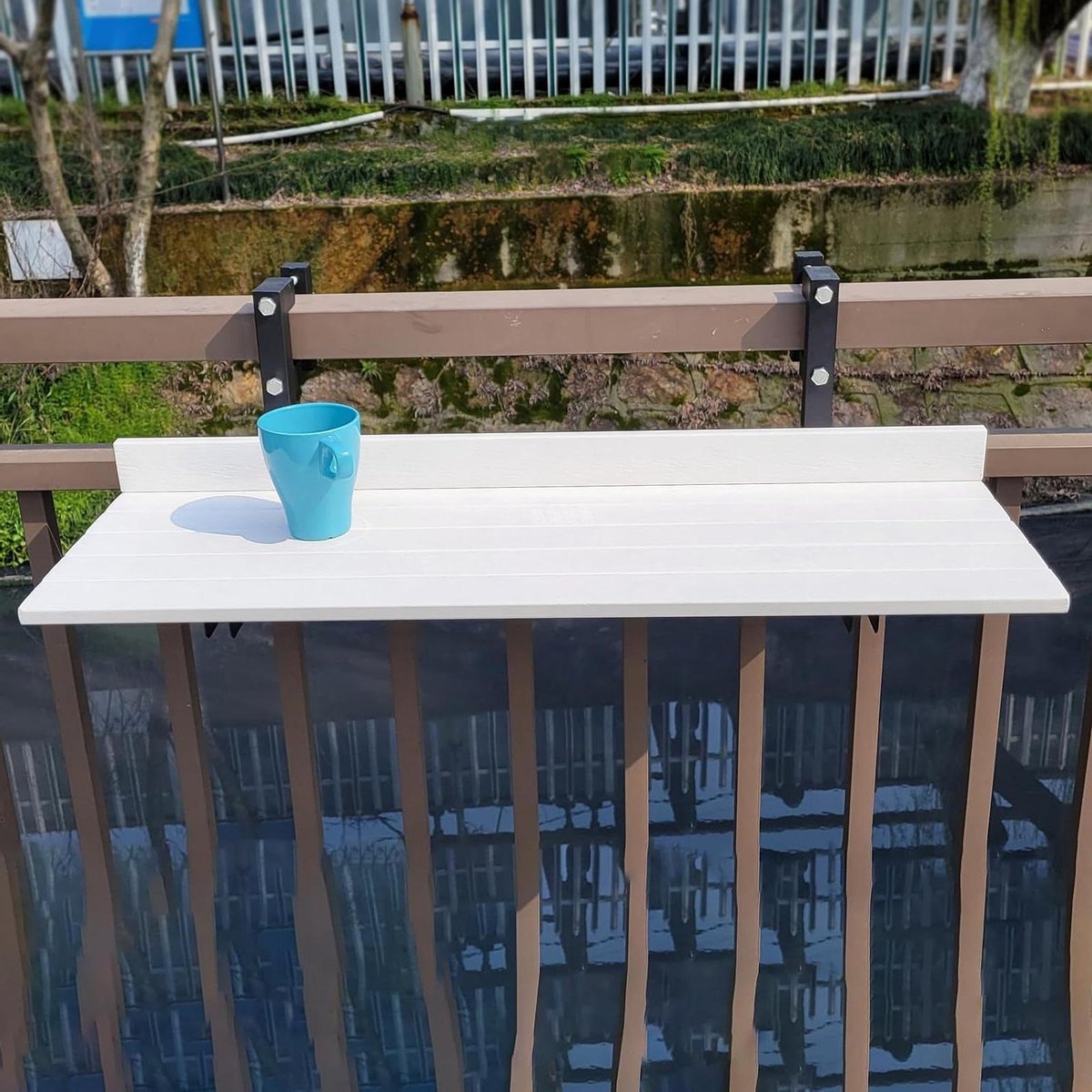 Opvouwbare Balkontafel - Hangtafel Terras - Buiten Genieten - Ruimtebesparend Ontwerp - 80 x 25 cm - Wit