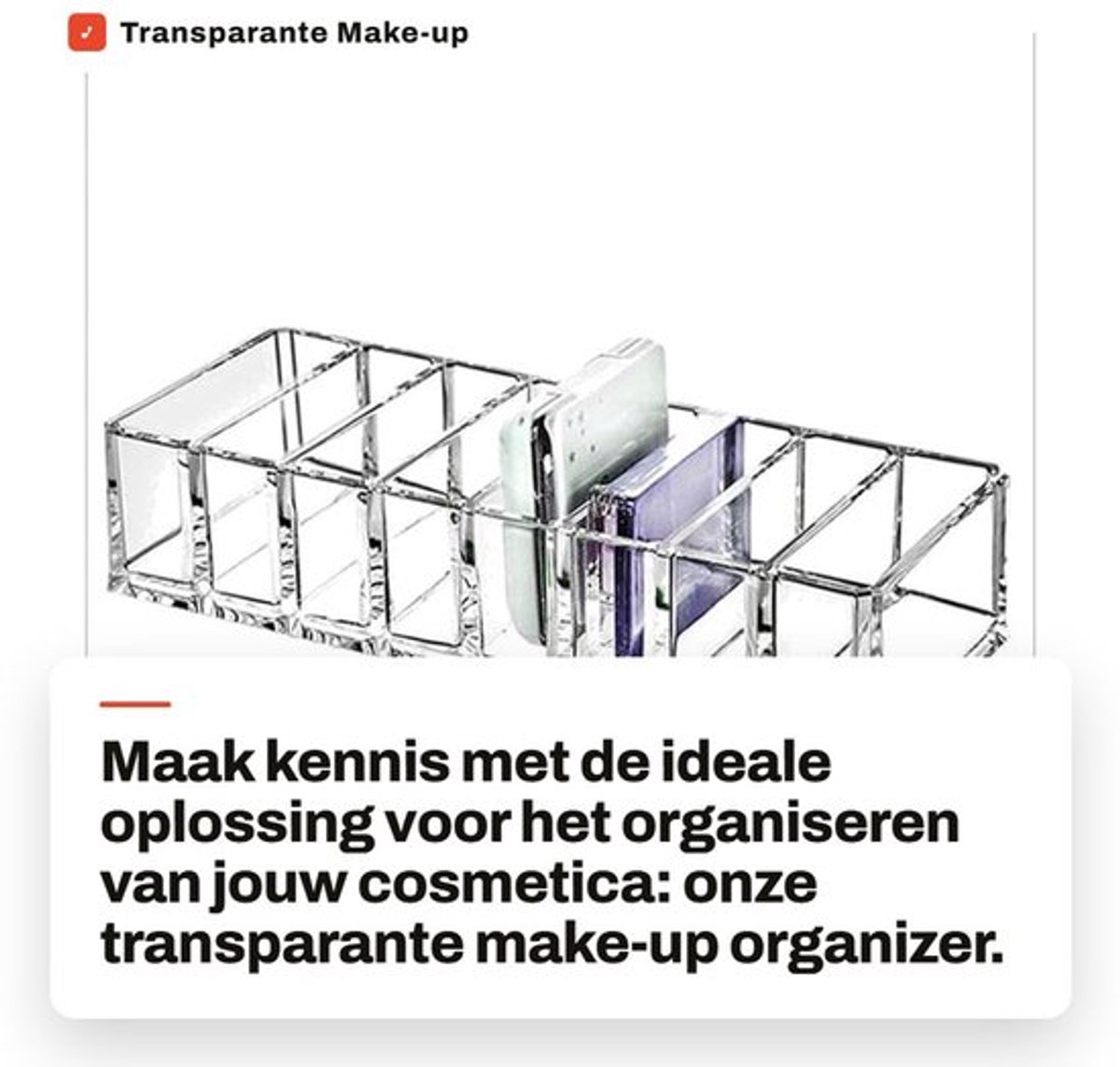 Make-up Organizer Draaibaar - Transparante Make-up Organizer - Plastic Make-up Organizer - Wasbaar - Duurzaam - 21,5 x 8,7 x 4,5 cm - Make-up Opbergdoos