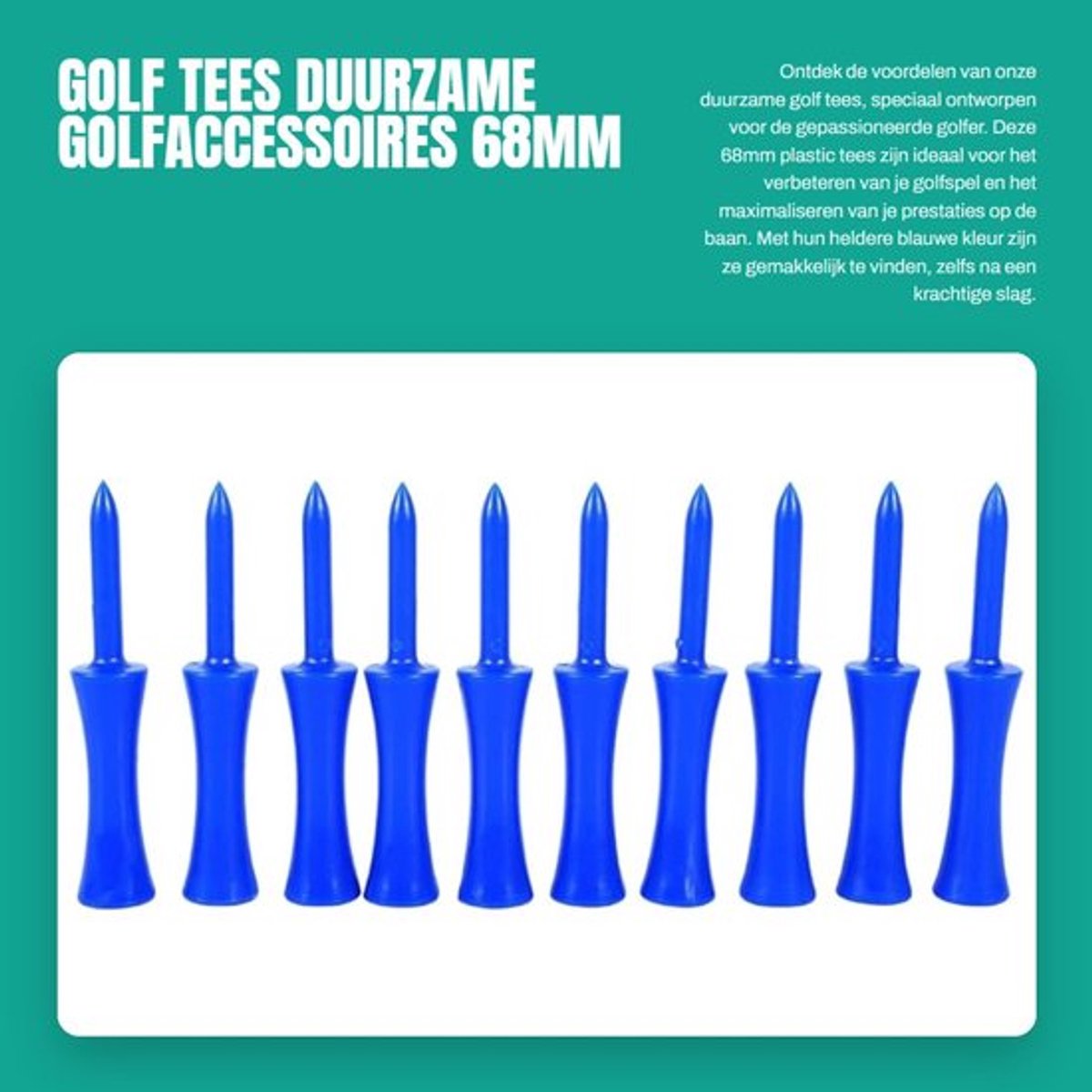 Golf Tees 100st - Kunststof 68mm - Duurzaam - Golf Accessoires - Lichtgewicht - Heldere Kleur - Golfhuls