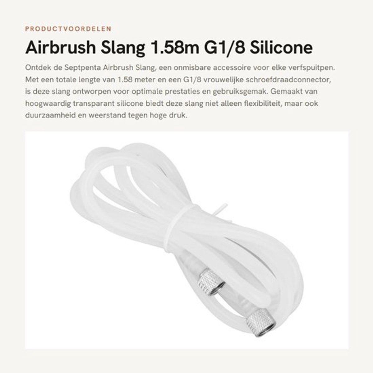 Airbrush Slang - G1/8 Draadverbinding - Transparante Siliconen Slang - Hoge Druk Weerstand - Flexibel - Lengte 1.58m - Airbrushslang