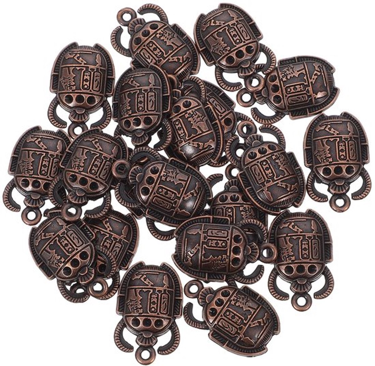 Karabijnhaak 20 Stuks - Mini Kever Hanger - Egyptische Stijl - Bedels van Legering - Duurzaam Materiaal - Fijne Afwerking - Bedel