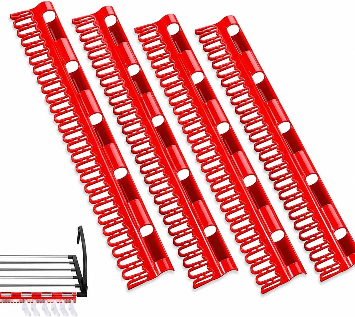 Droogrek voor radiator - Rood - Kleine maat - Kunststof sokkendroger - Voor efficiënt wasgoed organiseren