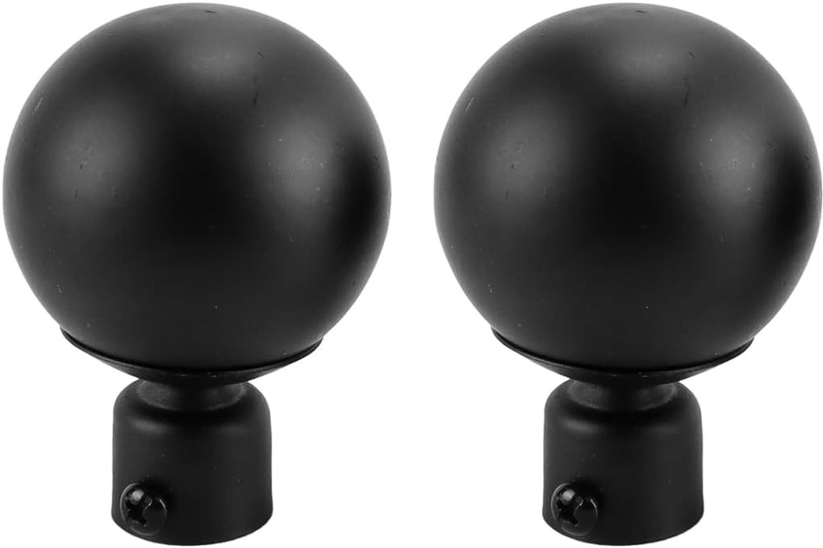 Gordijnroede Eindstukken - Zwart - 18-22 mm - Metalen Bolvormige Eindstukken - Voor Gordijnen