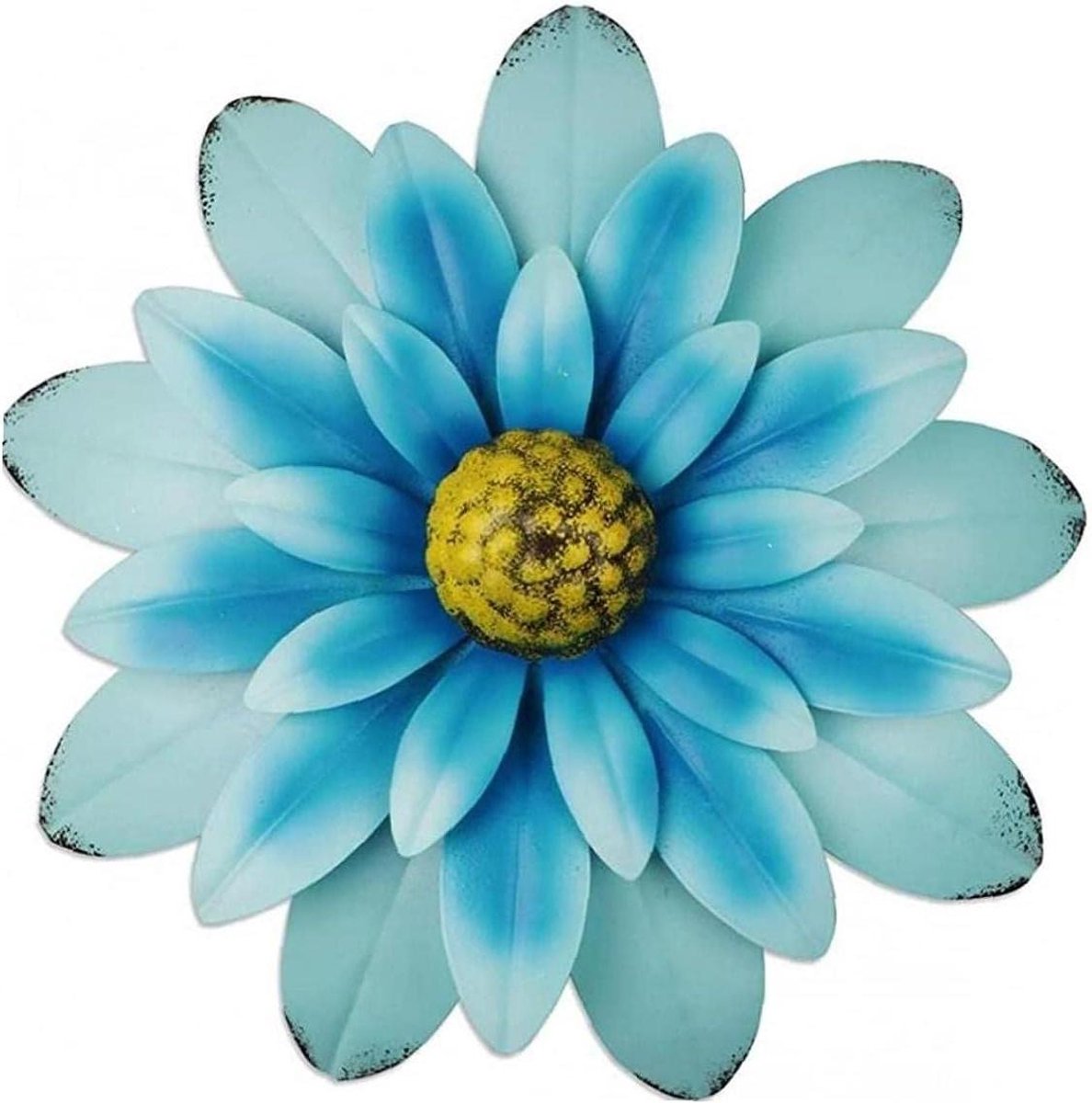 Metalen Bloem Wanddecoratie - Bloem Kunst Metaal - Wanddecoratie Binnen Buiten - Drievoudige Laag Petalen - 33 x 33 cm