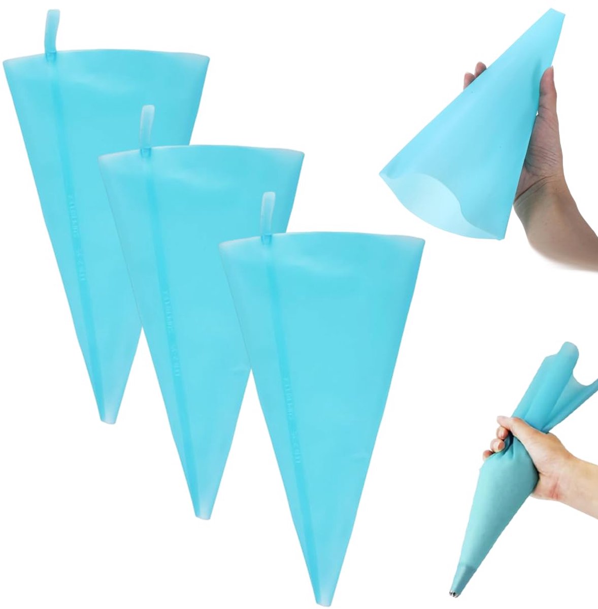 Set van 3 herbruikbare spuitzakken van siliconen, 30 cm