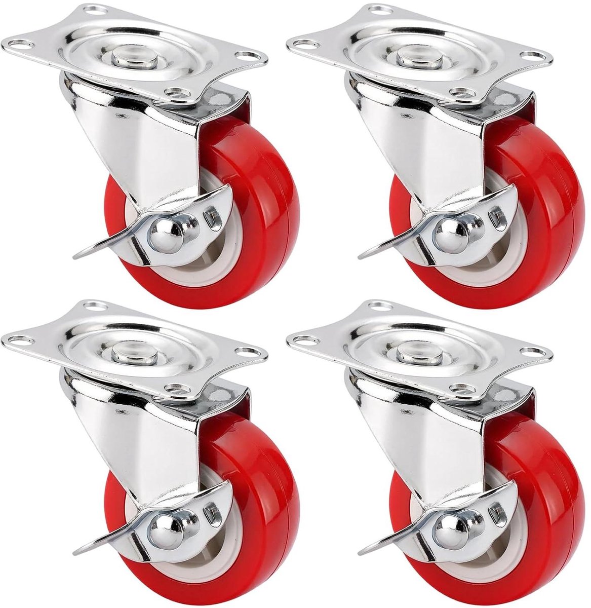 Meubelwielen Bokwielen - Transportwielen PU - Meubels Verplaatsen - Hoge Belasting - 38 mm - Zilverkleurig