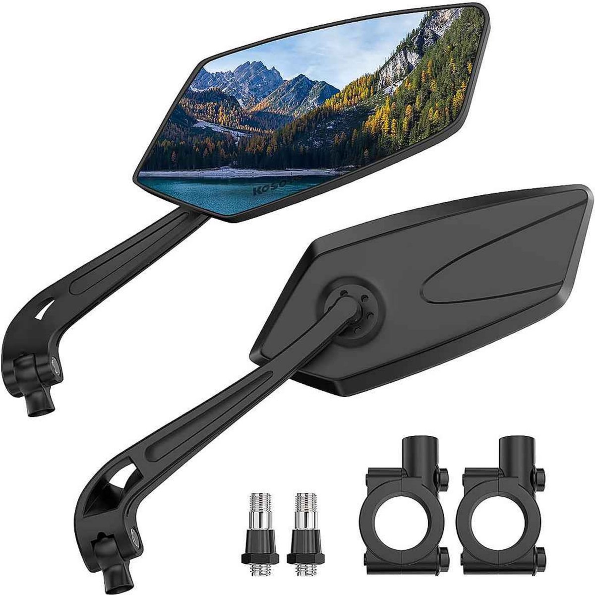 Namajunas - Fietsspiegel - Ebike Achteruitkijkspiegel - Veilige achteruitkijkspiegel voor fiets - Krasbestendige glazen lens - Lens stuur fietsspiegel - 360º Draaibaar - 2 Stuks - Zwart