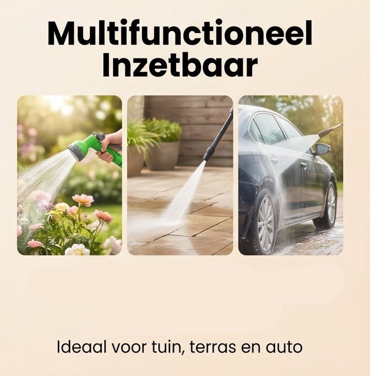Cheqo® Tuinslang - Flexibele Tuinslang - Uitrekbare Tuinslang met Sproeikop 7 Standen - Magic Hose - Elastische Tuinslang - Tuinsproeier - Waterslang - met Koppelstuk - Groeislang voor Tuin Besproeien en Planten Water Geven of Auto Wassen – foto 3
