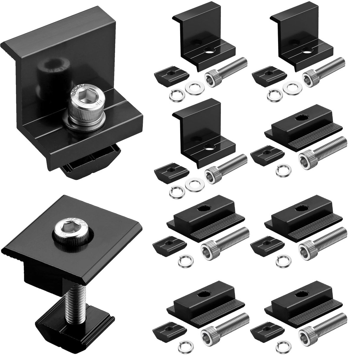 Omgoods - Clamp Set voor Montage van Zonnepanelen, Inclusief Klemmen en Clips