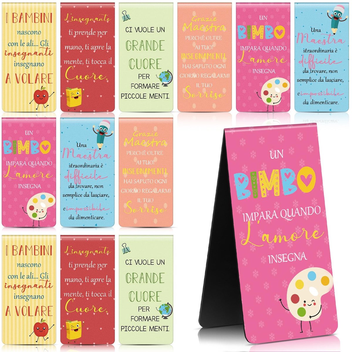Omgoods - 12 Magnetische Boekenleggers met Inspirerende Zinnen