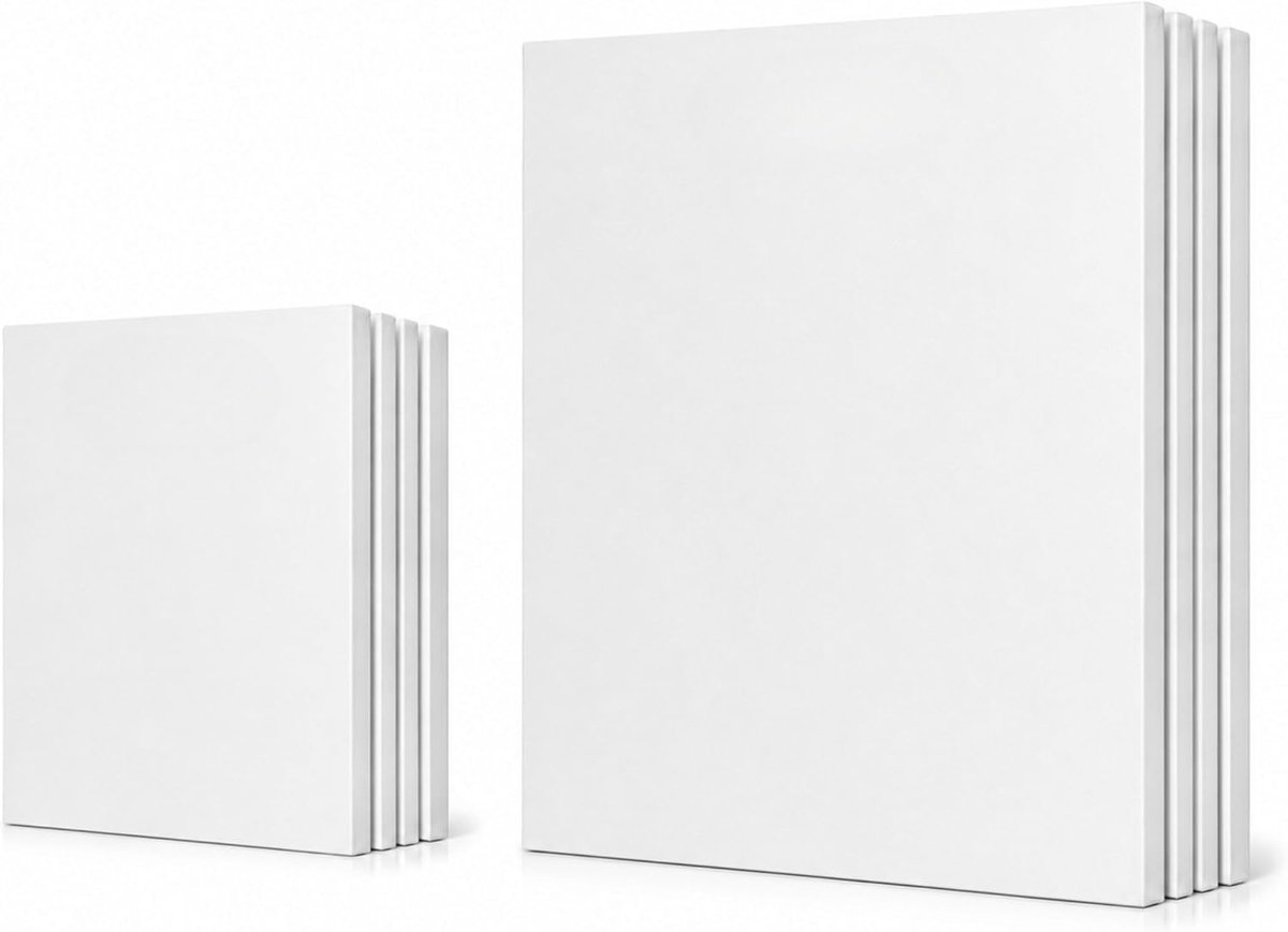Voorgespannen schildersdoeken 8 stks (24x30cm-4pk - 30x40cm-4pk) 1 - 7 cm dik - voorgespannen - 100% katoen - drievoudig gegrond - zonder zuur - middelkorrelig