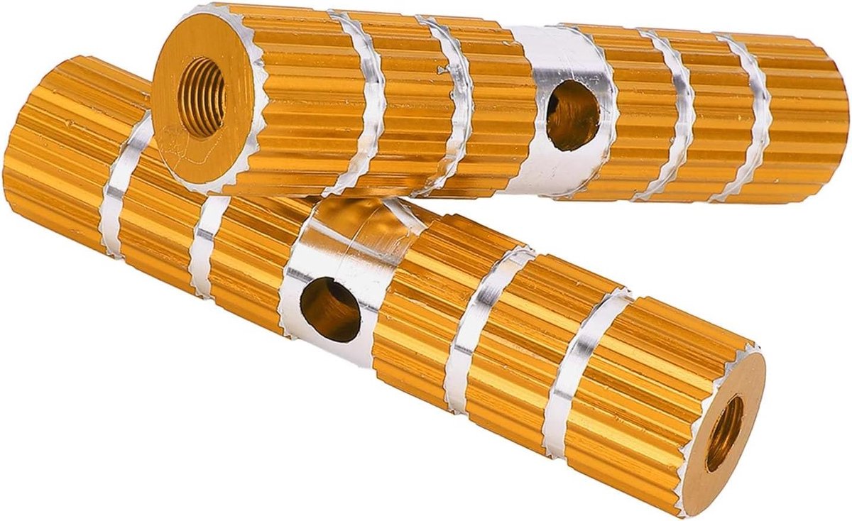 Fietsvoetsteunen Achteras - Fietspedalen Passagier - Comfortabel Fietsen - Antislip Gegroefd - 10 cm - Goud