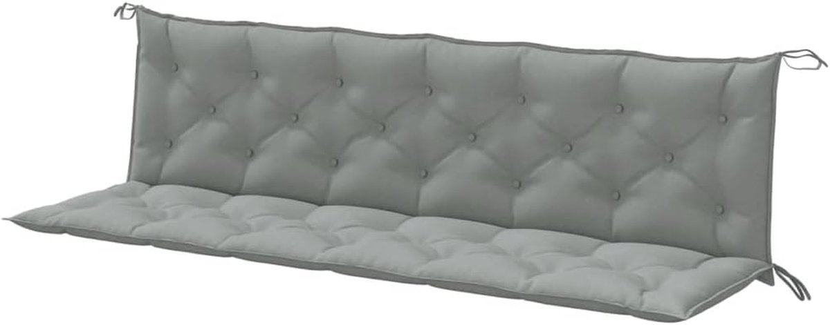 Tuinbank Kussens - Zitbankkussen Bankkussen - Buiten Zitten - Anti-slip Koorden - 200x50x7 cm - Lichtgrijs