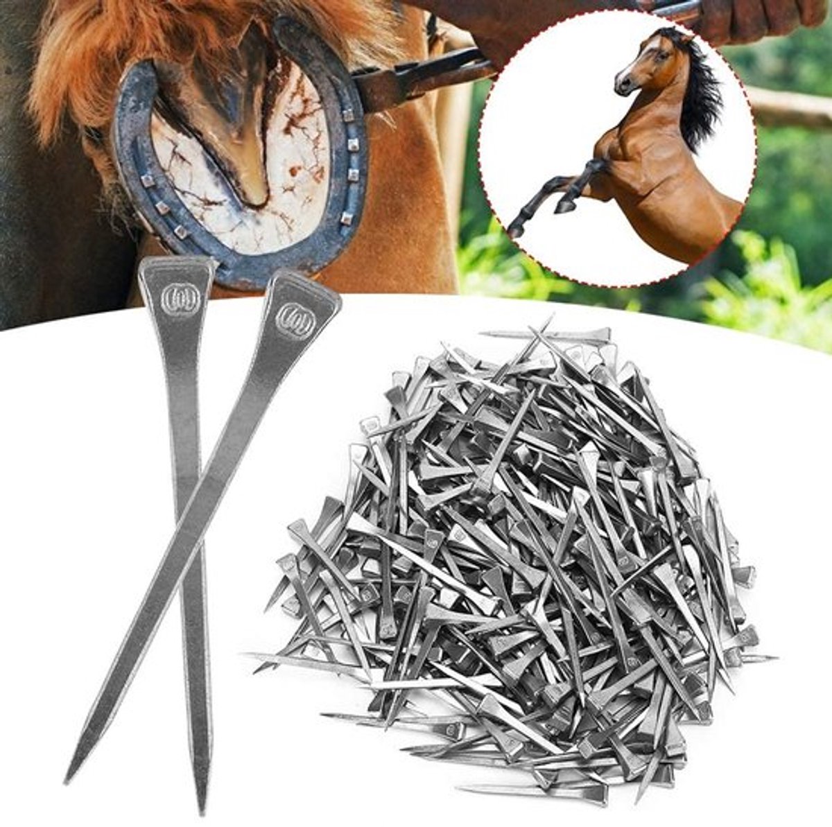 Hoefijzer Nagel 250 Stuks - Stalen Hoefijzernagels - RVS Hoefijzernagels - Hoge Treksterkte - Nauwkeurige Fabricage - Duurzaam Gereedschap - Paardenhoefnagel