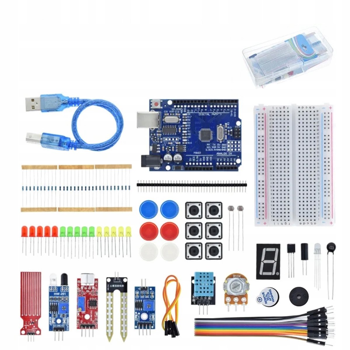 Rosfix Startset Vervanging - Educatieve Elektronica Kit - ATMega328P UNO R3 CH340, DHT11, LEDs - Geschikt voor Arduino