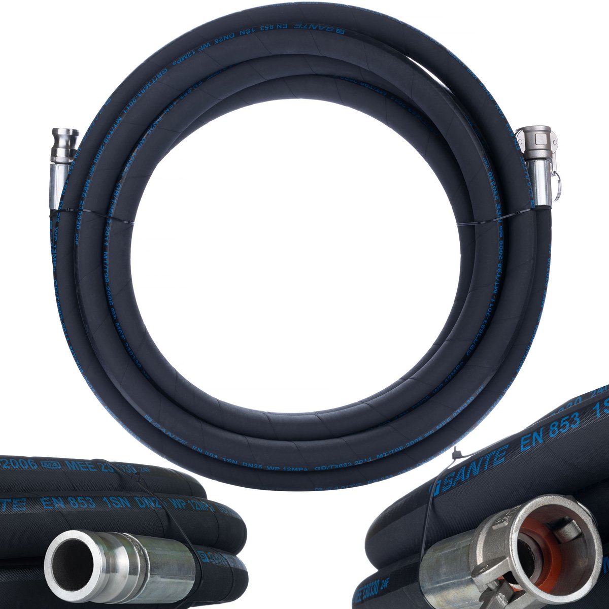 Rosfix Hogedrukslang DN25 - Camlock Hydraulisch Geperst - 25mm Ø, 7mm Wand, 5 m, 40 bar