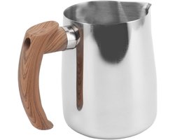 Melkopschuimkan Roestvrij Staal - Koffiekan Stoomkan - Latte Kunst Maken - Met Binnenschaal - 1000 ml - Zilver