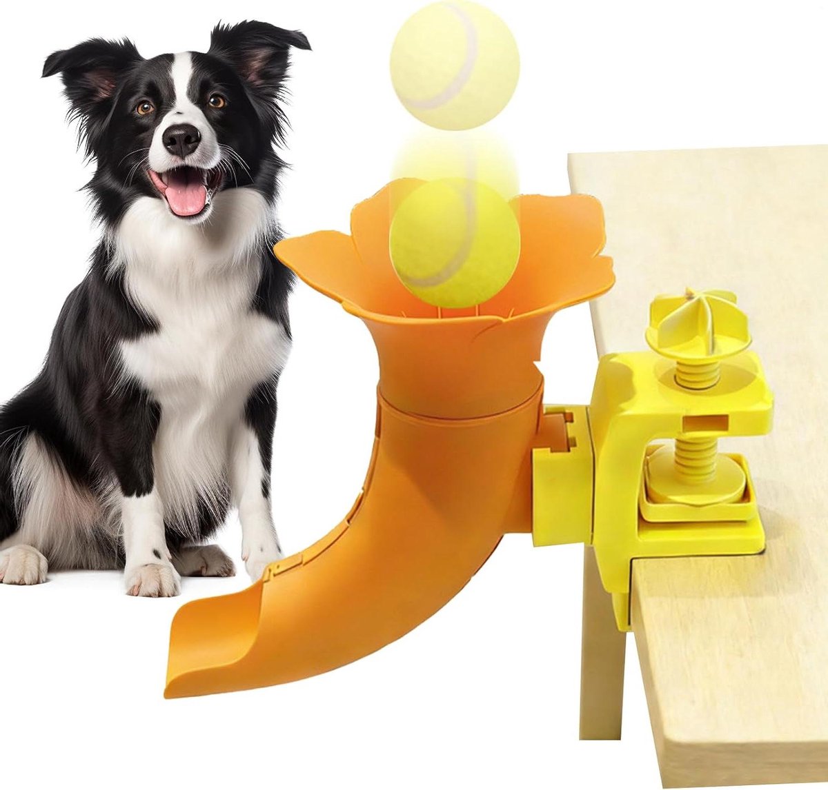 Hondenbal Werper - Automatische Balwerper Hond - Apporteerspel Trainen - Verstelbare Werpafstand - 30 x 24 x 15 cm - Oranje