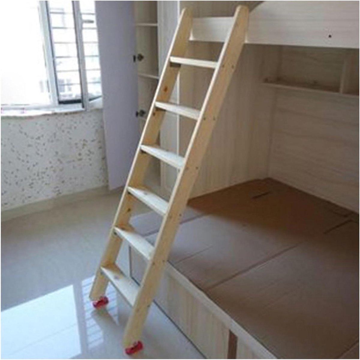 Stapelbedladder Hout - Kinderladder Hoogslaper - Veilig In Bed Klimmen - Extra Brede Treden - Tot 225 cm Lengte