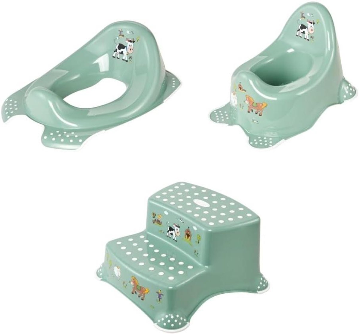 Zindelijkheidstraining Set - Potje en Toiletbril - Kinderen Leren - Antislip Systeem - 3 Delig - Groen