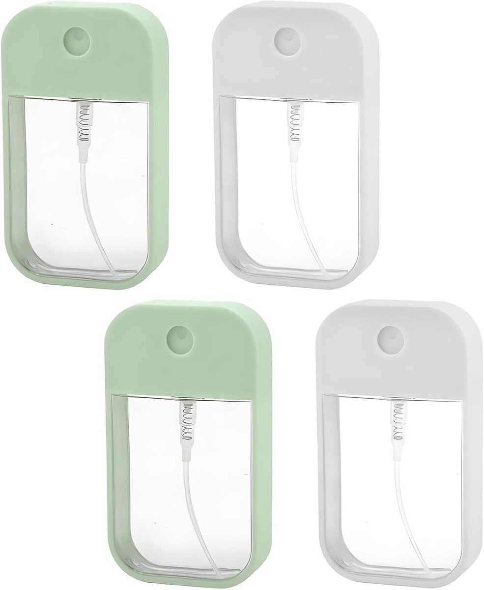 Set van 4 herbruikbare sprayflessen van 50 ml voor parfum, lichaamsverzorging en cosmetica in wit en turquoise