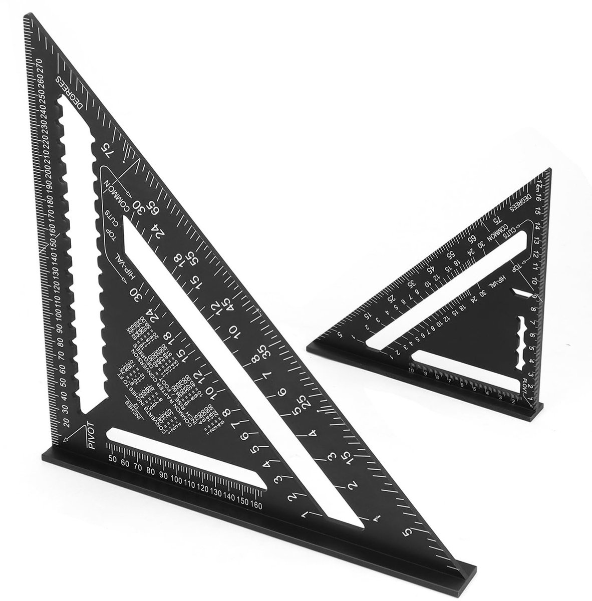 2 Stuks Houten Vierkant, Meten met Triangulaire Liniaal, Aluminium Gereedschap voor Timmerlieden en Dakdekkers, 185MM en 300MM