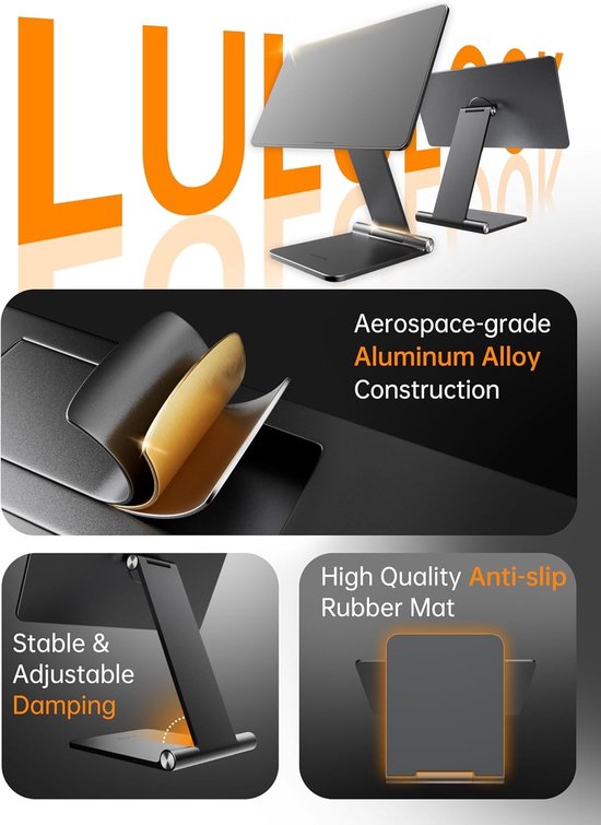 Verstelbare Magnetische Tabletstand voor Kindle Scribe 10.2 Inch - Draagbare Aluminium Houder voor Lezen en Werken, Ideaal voor Thuis en Kantoor — afbeelding 3