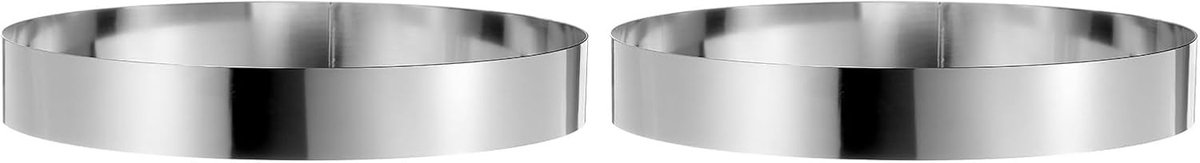 SnelShoppen - 2 Stuks Ronde Taartvormen, 30x5cm, Naadloze Rvs Mousse Dessert Ring met Spiegellaag voor Bakken en Koken