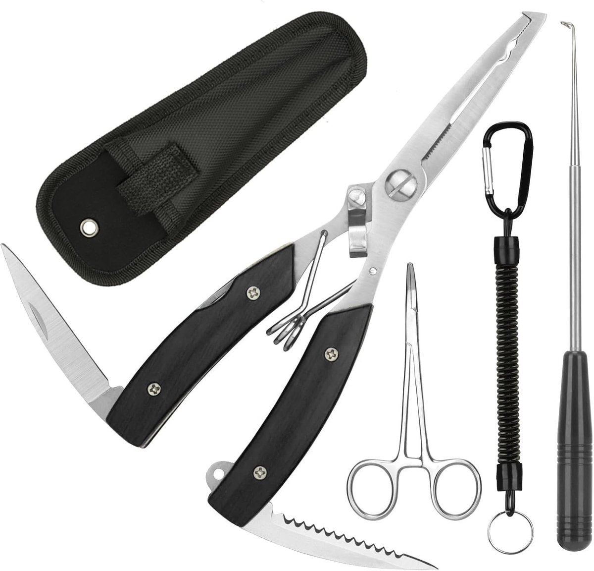 Multifunctionele Visgereedschap Set met Lanyard, Gebogen Forceps en Haakverwijderaar voor Efficiënt Vissen en Onderhoud