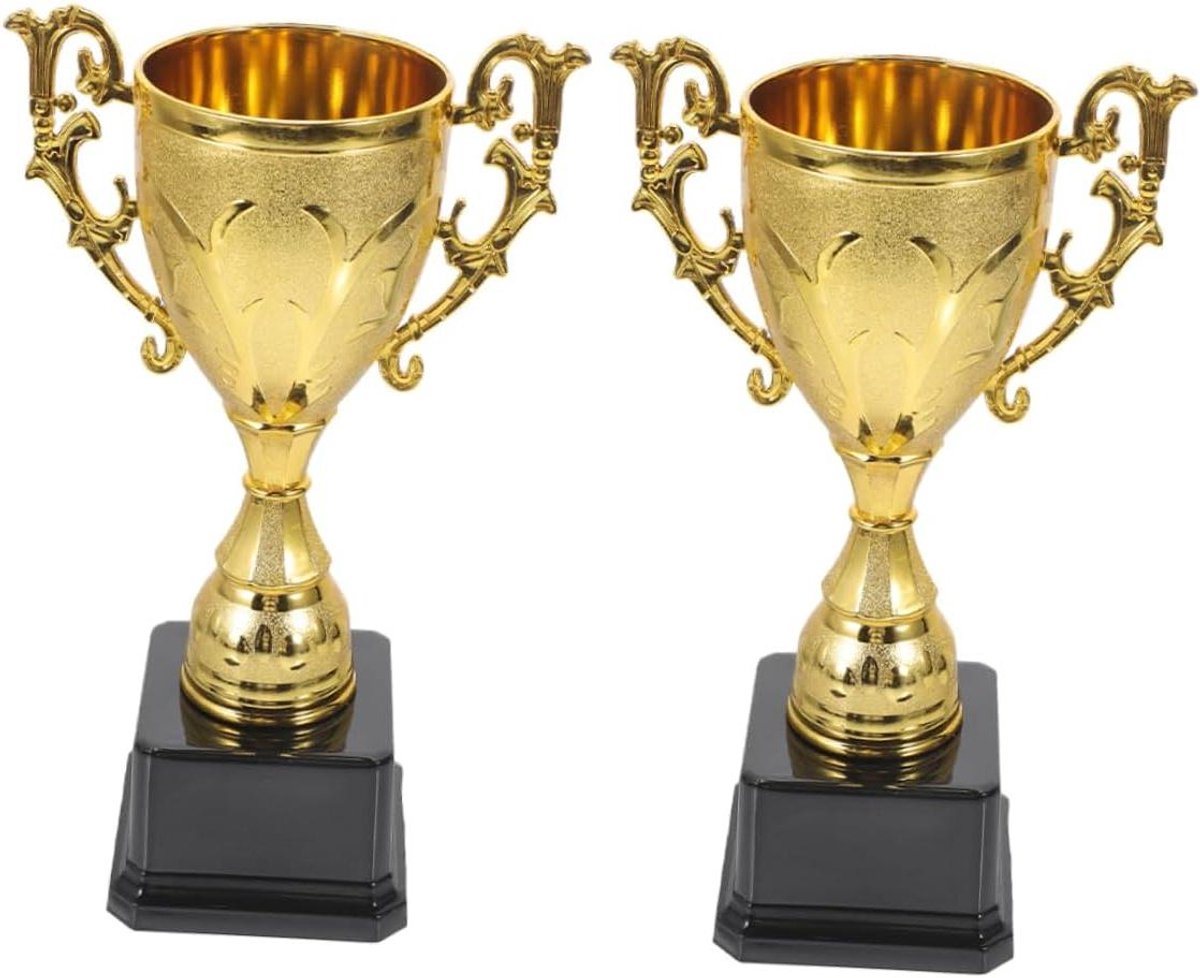 Kinder Trofee - Bekers Prijs - Kinderfeestje Vieren - Gouden Plastic Design - 17 cm - Goud