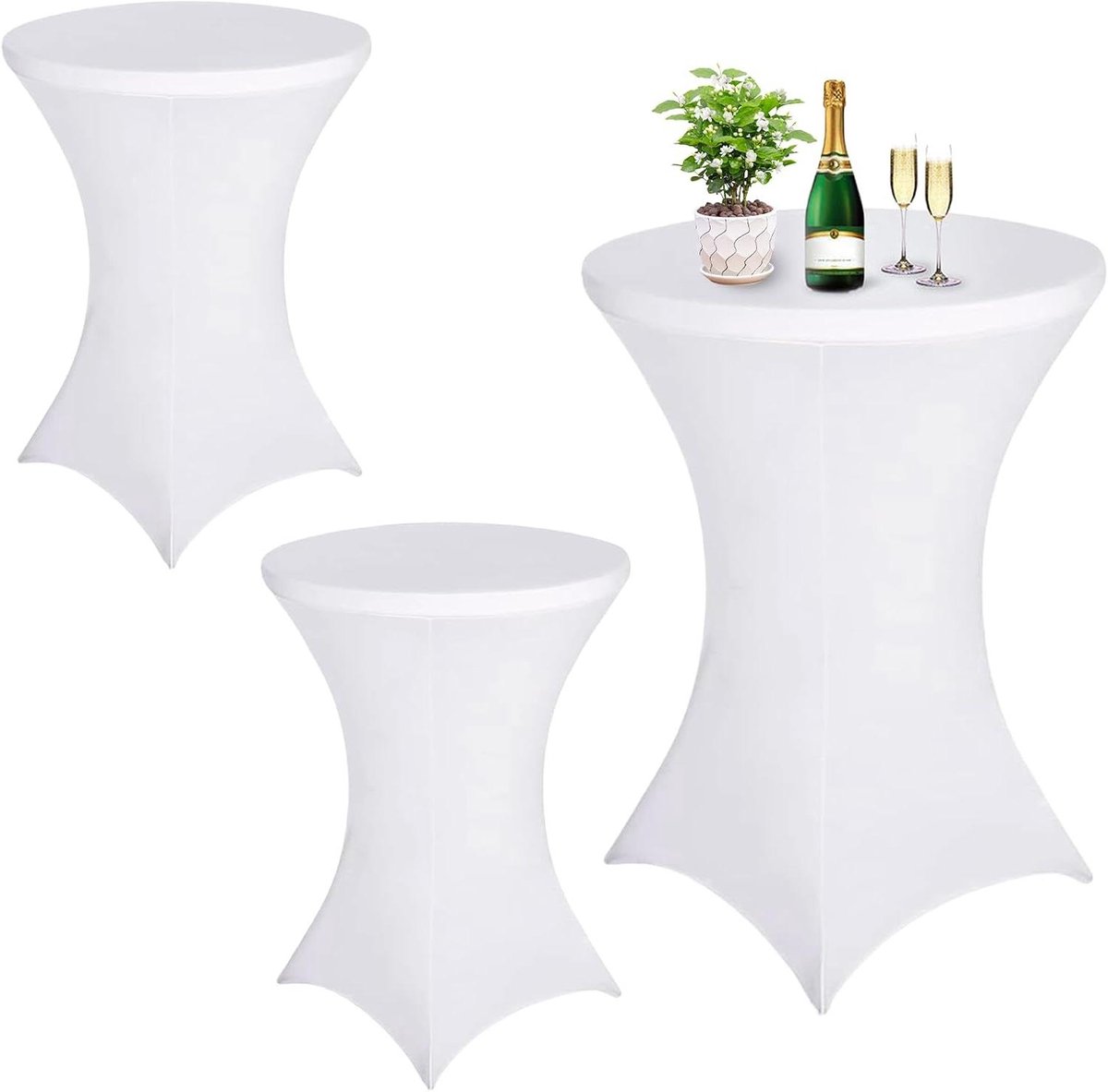 Statafelhoezen - Tafelkleden Bistrotafel - Feestdecoratie - Kreukvrij Spandex - 80 x 110 cm - Wit
