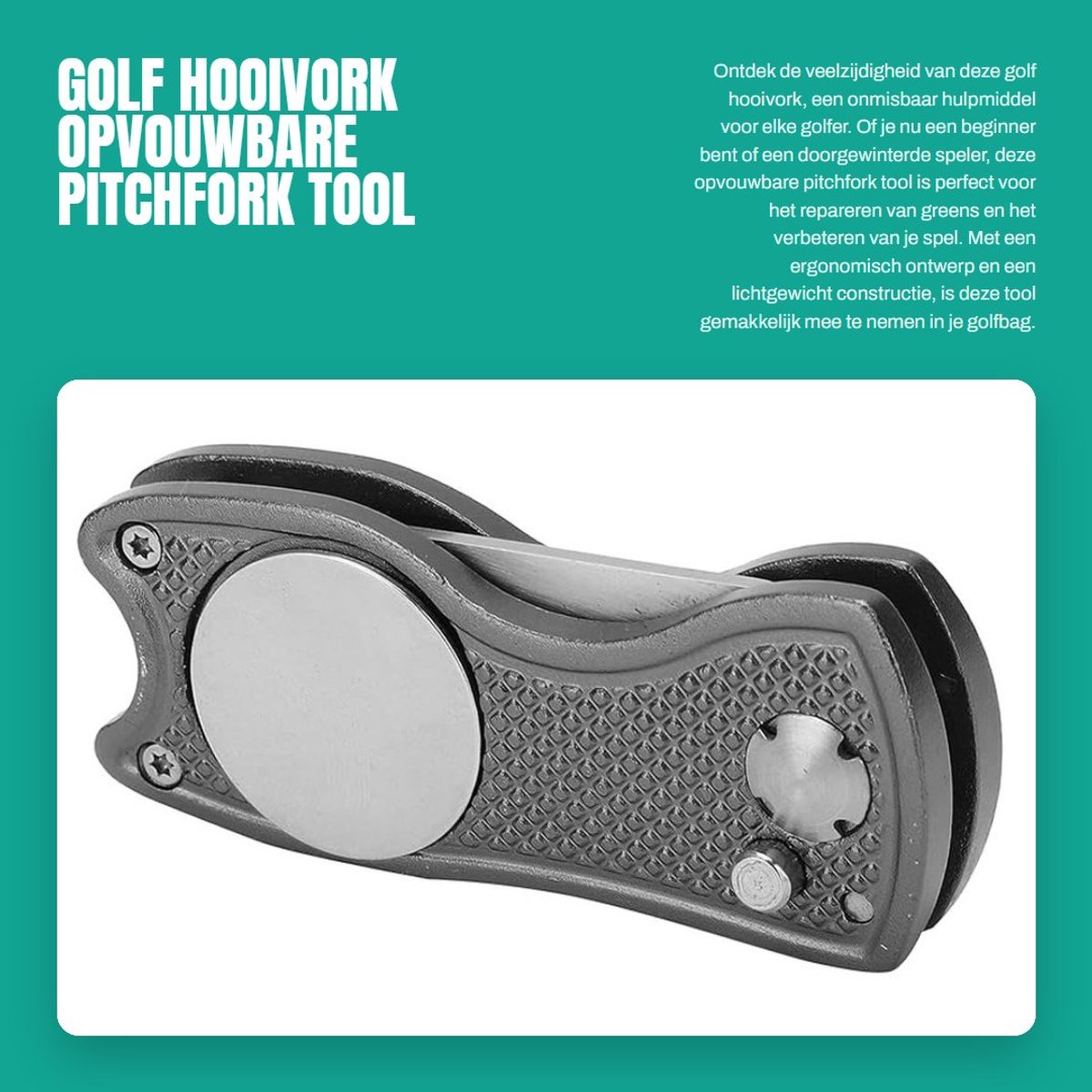 Dailygoods- Golfhooi Vork Opvouwbaar - RVS - Lichtgewicht - Handig Gereedschap - Gekarteld Oppervlak - After-Sales Service - Golfpitchfork