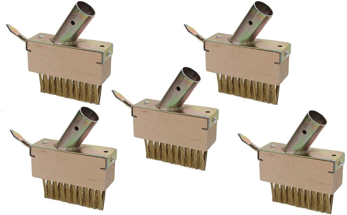 Dailygoods - 5-delige onkruidborstel met borstelharen en metalen schraper voor het reinigen van onkruid in de tuin, voor smalle voegen op bestrating