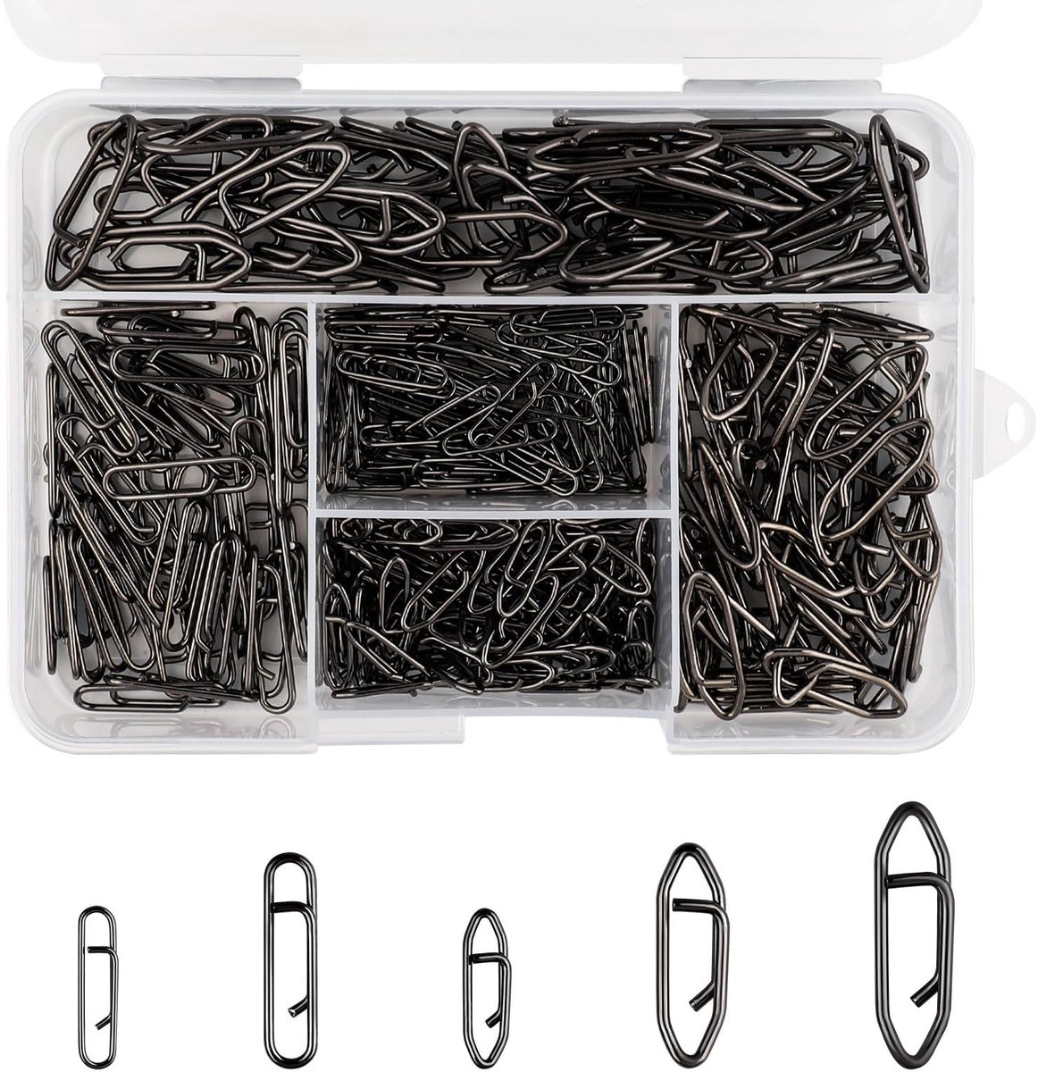Dailygoods - 330 stuks power vissnaps hengelset, roestvrij staal, Quick Change Snap voor visaas, 5 maten hengelsnaps voor forel, snoek, baars, aasverbindingen voor zoet en zout water