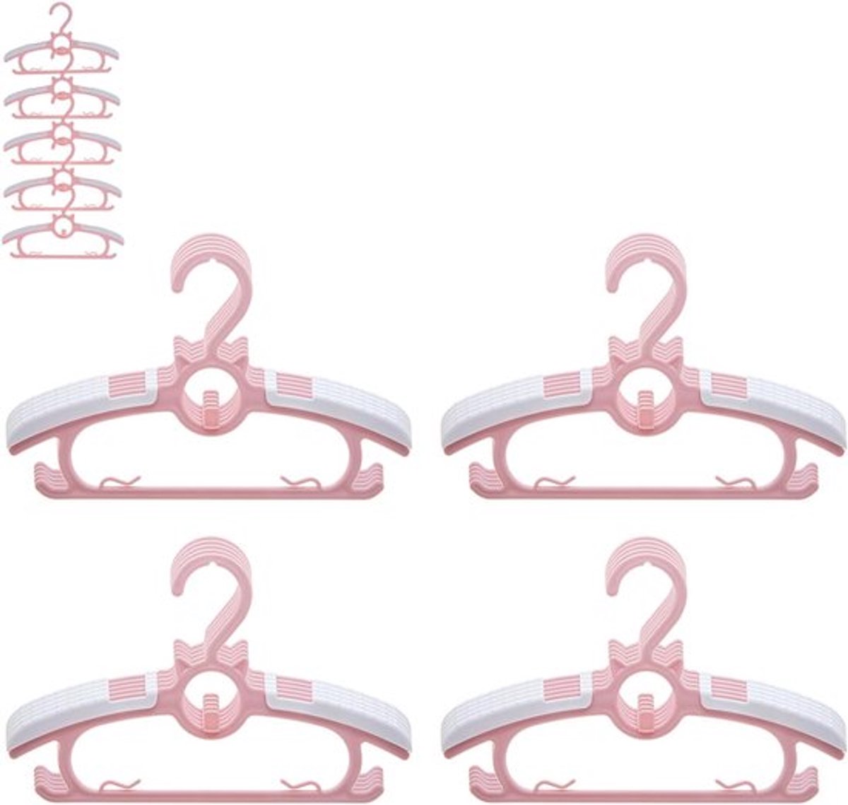 Set20 Kinder Kleding Hangers - Roze - Stapelbare Hangers met Kitten Haakjes - Antislip Baby Hanger voor Kinderkleding - Baby Kledingkast - Ruimte Besparend 28-37