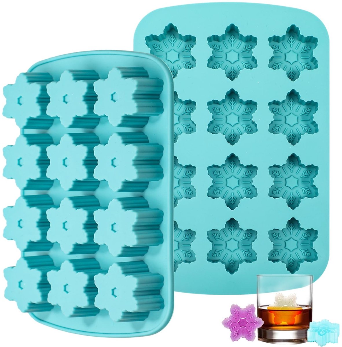 Dailygoods - Kamehame Sneeuwvlokken IJsblokjesvorm Siliconen 2 Stuks Siliconenvorm Kerstmis Pralinevorm Kerstmis Sneeuwvlokken Vorm voor IJsblokjes Chocolade Snoep