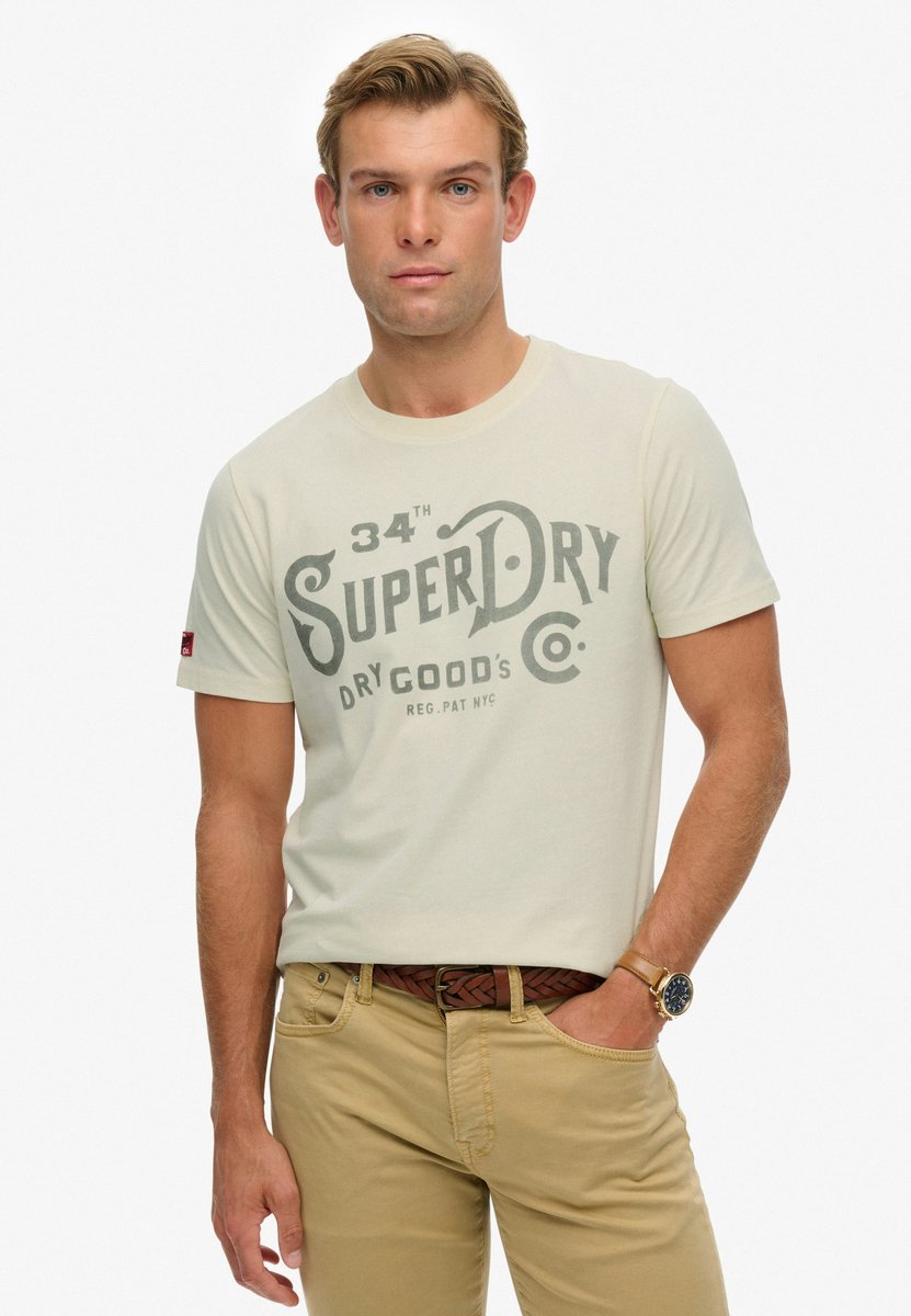 Superdry T-shirt Heritage Brand Relaxed Tee M1012229a Riff Mannen Creme
