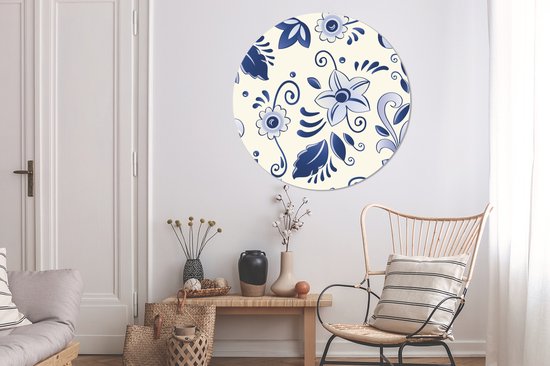 Une illustration d'orchidées bleues. Cercle mural aluminium ⌀ 140 cm
